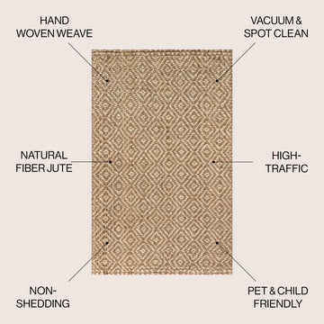 Hira Hand Woven Diamond Chunky Jute Area Rug